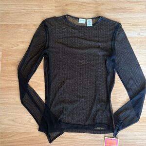 Isaac Mizrahi Black Mesh Top